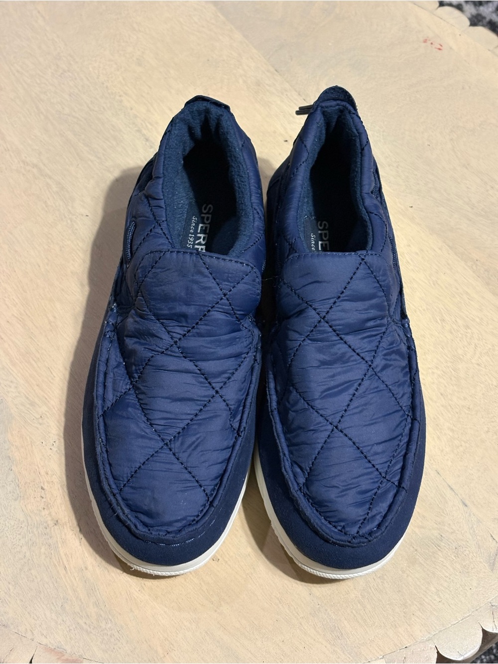Sperry Moc-Sider Women's 7.5 Navy Quilted Nylon Slip On Mule Shoes Like New